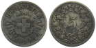 5 Rappen 1850 BB - vorzüglich, Patina